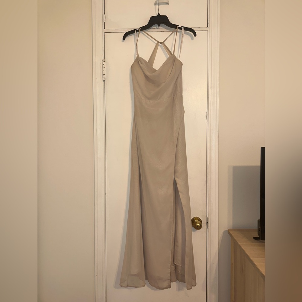 Azazie x Kendal and Kylie size A6 worn once and hemmed one inch color: frost